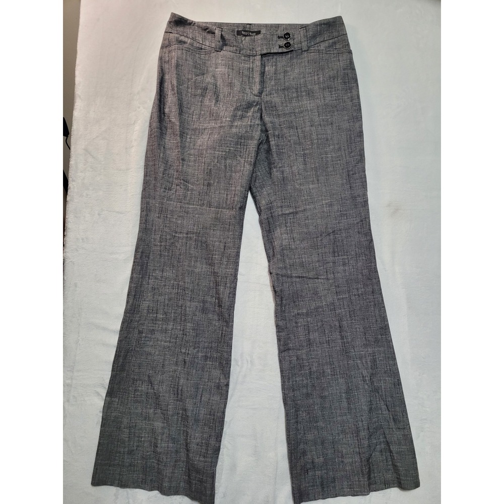 WHBM Flare Leg Pants Women 8R Grey Linen Blend Legacy Trousers